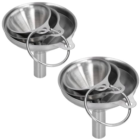 Imbuto in metallo in acciaio inossidabile, set di imbuti grande medio piccolo da 6 pezzi Dispenser di liquidi integrato con cerchio