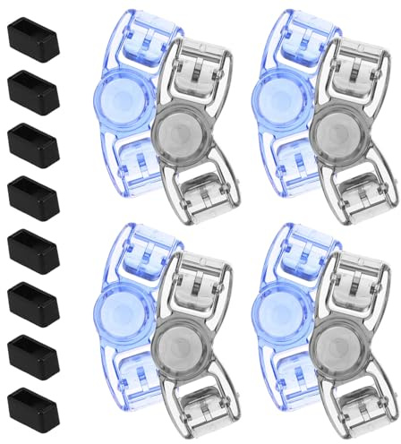 Zerodeko Lot de 8 Boucles de Sangle Bleues et Noires pour Lunettes de Natation Clips en Plastique à Dégagement Rapide Ajusteurs Universels pour Maintien et Remplacement Facile des