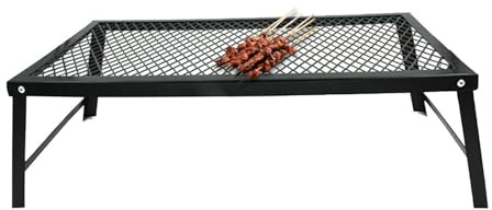 Barbacoa para hoguera | Parrilla plegable de metal estable | Parrilla de camping sobre fuego abierto | para jardín, balcón, camping, barbacoa, picnic y fiesta