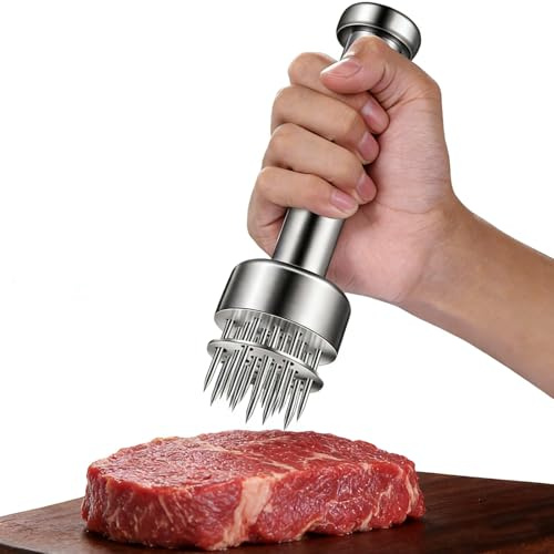 Stainless Steel Meat Tenderizer with Needle Blades, Dishwasher Safe Kitchen Tool for Beef, Pork and Chicken