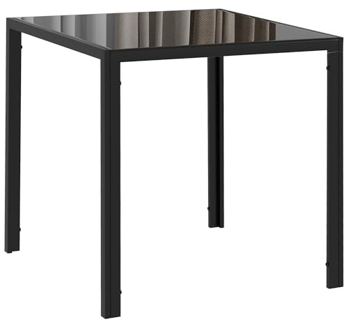 HOMCOM 75cm Dining Table Square 4 Seater Kitchen Table Black