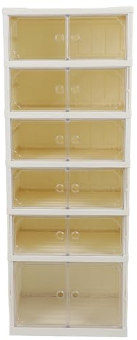 Ahgsup Vikbara Skoboxar Dubbla Rad Dammtäta Genomskinliga Lock Magnetisk Förtjockad Skoförvaring i Plast Stapelbar Skobehållare (1 Lång 5 Kort)