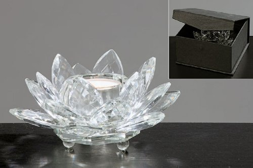 Teelicht Glasimitat Seerose Kerzen Rose Kristall 1812-7833500