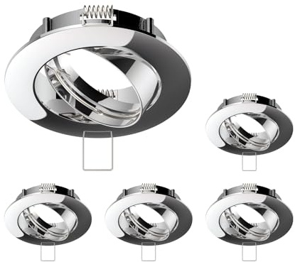ledscom.de 5x marco empotrable de techo CIRC, redondo, orientable, cromo brillo