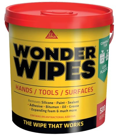 Sika Wonder Wipes Multi-Use Cleaning Wipes For The Building Trade, 500 Pack | Specially Formulated To Clean Hands, Tools And Surfaces