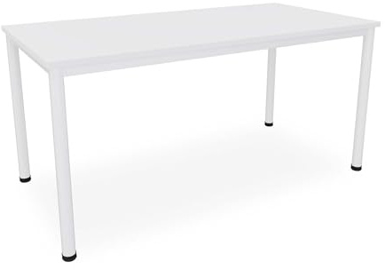 Dila GmbH Schreibtisch/Besprechungstisch in verschiedenen Größen und Farben weißes Metallgestell Konferenztisch Arbeitstisch (B: 160 cm x T: 80 cm, Weiß)