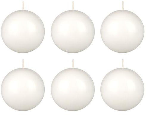 Mega Candles 6 pcs Unscented White Ball Round Candles, Hand Poured Premium Wax Candle 3 Inch x 3 Inch, Home Décor, Wedding Receptions, Occasions, Events, Festivities, Meditations, Relaxation
