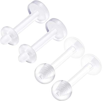KJM FASHION 4 STK Flexibles Acryl Retainer Halter Labret Monroe 1,2mm 16g 6 mm 1/4 3mm Kugel Und Kegel Marilyn Monroe Monroe Ohrringe Piercing Schmuck 2496