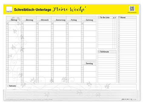 TimeTEX Schreibtisch-Unterlage Meine Woche - 25 Blatt - Wochenplaner mit freiem Kalendarium - 10767