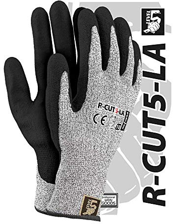 Reis R-Cut5-La_7 Level5 Schutzhandschuhe, Schwarz-Weiß-Schwarz, 7 Größe, 12 Stück