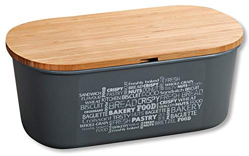 Kesper 58501 Portapane con Tagliere (Bambù FSC), Grigio