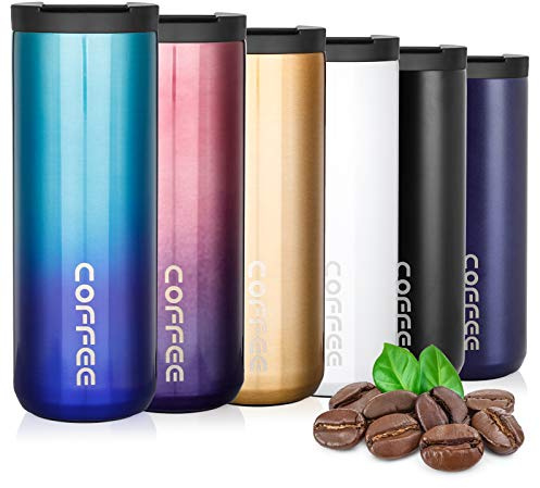 Lalafancy 350ml/500ml Coffee Travel Mug for Tea, Double Walled | Reusable Coffee Cup for Hot and Cold Drinks, Insulated Stainless Steel Thermal Mug with Leakproof Lid, Fits Car Cup Holders