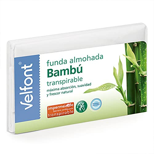 Velfont Funda Almohada Bambu Impermeable Transpirable hipoalergenica Tratamiento aloevera y Bambu (75cm)