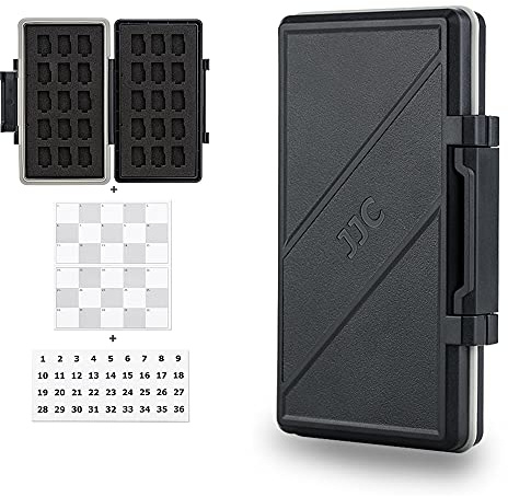 JJC Speicherkarte Aufbewahrung für 30 Micro SD/Micro SDXC/Micro SDHC Karten | TF Kartenhalter Tragbare Wasserbeständiger Stoßfest Aufbewahrungsbox, Silikondichtung und Weichem EVA-Innenfutter