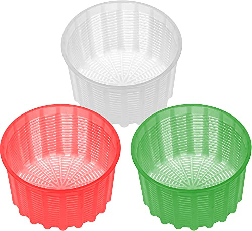 OFXDD Cheese Making Mold - Plastic Ricotta Basket 3 Pcs - Form Mold for Feta, Camembert, Ricotta, 20 oz