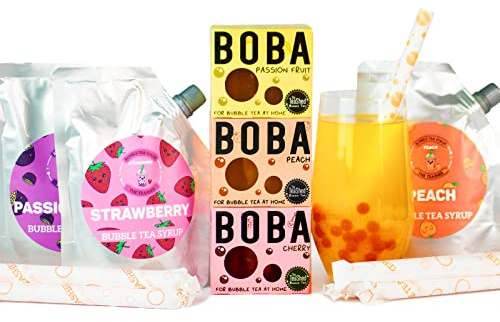 Bubble Tea Syrup Kit 9 Servings | Syrup + Boba Set | The TeaShed