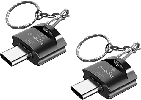 Seminer USB C to USB Adapter with Keychain (2 Pieces), USB-C Male to USB Female Adapter, USB Type C to USB OTG Adapter Compatible with MacBook, Samsung Galaxy, Google Pixel, Nexus, and More, Black
