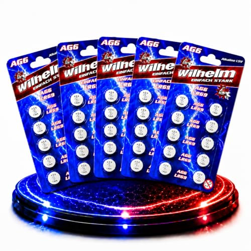 Wilhelm AG6 Alkaline Knopfzellen 1,5 V (LR69, LR921, 171, 371) – 50 Stück