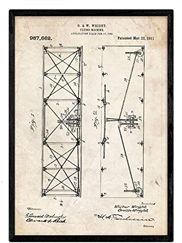 Nacnic Flugzeug Patent Poster Antik Patent A3 Vintage Poster mit Rahmen