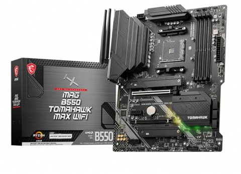 MSI MAG B550 Carte mère Tomahawk Max WiFi Gaming (AMD AM4, DDR4, PCIe 4.0, SATA 6 GB/s, M.2, USB 3.1 Gen 2, HDMI/DP, ATX, Wi-FI 6E, processeurs AMD Ryzen 5000)