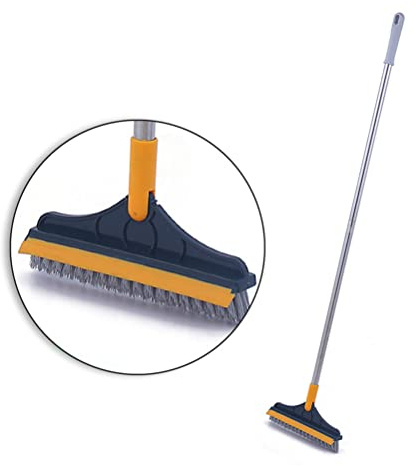 Cepillos de limpieza 2 en 1, cepillo de limpieza de baño, cepillo de limpieza con cepillo de mango largo extraíble de 112 cm, limpieza de azulejos, limpieza de lugares de difícil acceso