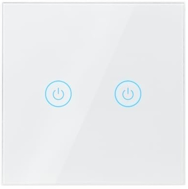 LogiLink SH0125 Interrupteur mural Wi-Fi Smart Home (2 prises), contrôlable via l'application, compatible Tuya, compatible avec Amazon Alexa et Google Home