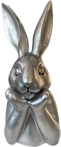 Osterhase Deko Ben 25 cm Silber Altsilber Hasenkopf Hasenbüste Osterdeko