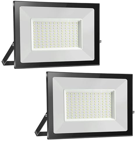 Probapro 2pcs 100W Strahler Außen, Außenstrahler LED Fluter 10000LM 3000K Warmweiß Scheinwerfer Flutlicht IP65 Wasserdicht, Aussenstrahler für Hinterhof, Garten, Werkstatt