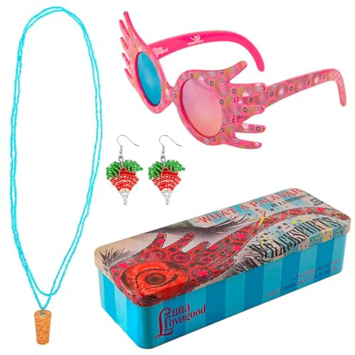 Cinereplicas Harry Potter - Luna Lovegood Trinket Trio mit Spectrespecs, Radish Ohrringe, & Cork Halskette Replicas - Offizielle Lizenz