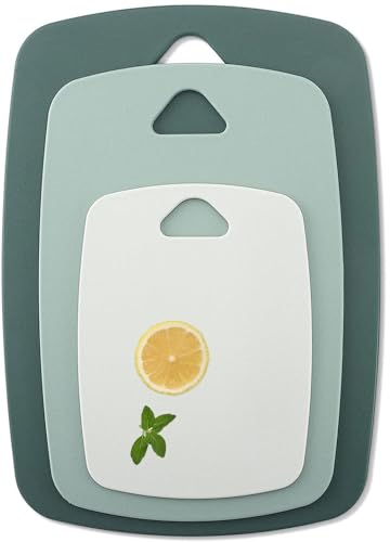 Chopping Board Set of 3, Chopping Boards for Kitchens with Handle, BPA Free, Dishwasher Safe Cutting Boards, Multi Colour Chopping Board Set