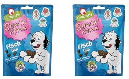 GranataPet Snack' Attack Fisch, 100 g, Hundeleckerli ohne Getreide & ohne Zuckerzusätze, Leckerchen für Hunde, weicher Hundesnack (Packung mit 2)