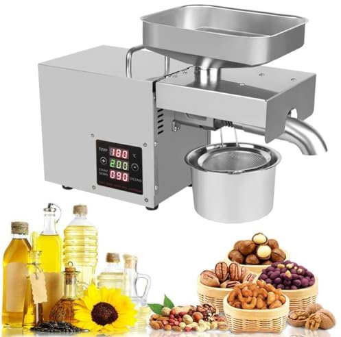 Máquina Automática De Prensa De Aceite Extractor De Aceite De Nuez Fría/Caliente Acero Inoxidable Expulsor De Aceite De Prensado Físico con Pantalla LCD para Semillas De Nueces Ricino De Coco 610W