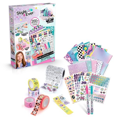 Scrapbooking-kit, 200+ tillbehör ingår, timmar av kreativt kul, skrapa och anpassa din favoritanteckningsbok, klistermärken, tejp, schabloner, oändliga möjligheter