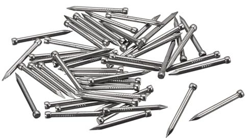 sourcing map Finishing Nails 80pcs 25mm 1 Inch Hand-Drive Hardware Carbon Steel Nail Lost Head Nails
