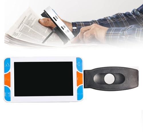 Oiyekntd Tragbarer digitaler Magnifier Elektronisch-Lesehilfen 5,0 Zoll mit faltbarem Handheld für Sehbehinderungen, Kinder, Senioren Farbe Blindheit 3x-48x-mal Zoom 26 Farbmodi