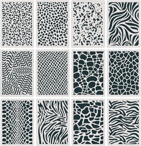 Zeichnung Malschablonen 12 Stück Leopard Painting Stencils Leopardenmuster Schablonen Set Wiederverwendbar Kunststoff Schablonen Für Möbel Wandgestaltung Scrapbooking Handwerk Deko