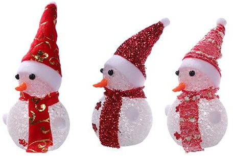 PRETYZOOM 3 Pz illuminazione della statua del pupazzo di neve pupazzo di neve acrilico christmas party decorazioni natalizie arredamento ornamento pupazzo di neve luminoso LED