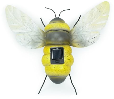 ValueLights | Solar Powered Bumble Bee Garden Ornament Outdoor Fence Wall Solar Light for Outdoor Garden Patio | Outdoor Lights & Home/Garden Improvements Essential |
