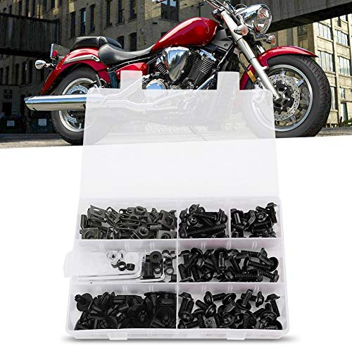 Ejoyous Viti per Carenatura Moto 198 Pezzi, Set Viti per Carenatura Moto Set Viti per Carenatura con Viti M6 M5 Perno in Plastica, Accessori Modificati per Moto (Black)