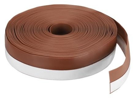 sourcing map Weather Stripping Door Seal 39.37ft x 25mm Silicone Seal Strip for Door Draft Stopper Adhesive Tape Window House Shower Glass Gaps Length 12m, Brown