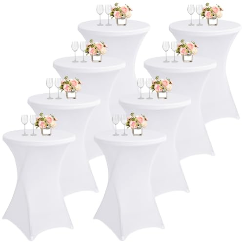 8 Stück Stehtisch Hussen Stehtische Stretch Spandex Tischdecke 80cm, Elastische Stehtisch Husse Stehende Tischdecke für Runden Tisch Hochzeit Geburtstagsfeier Bankett Bar Counter