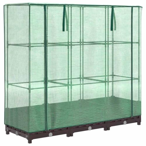 vidaXL Hochbeet mit Gewächshaus-Aufsatz Rattan-Optik 120x40x123 cm