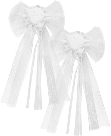 TOVINANNA 1set Coccarde Per Auto Da Matrimonio Decorazioni Eleganti Raso Per Veicoli Facili Da Installare e Riutilizzabili Kit Completo Per Addobbi Nuziali e Cerimonie Speciali