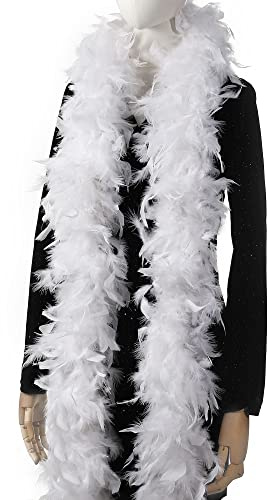 Larryhot 60g Plume de Feuille d'Arbre Blanche - 2 Yards de Plumes de Turc pour Fêtes, Noël, Centres de Table pour Mariage, Costumes, Concerts, Décoration pour Animaux et Intérieur (Blanc)
