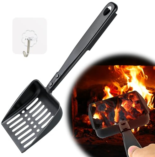 13Inch Fireplace Ash Shovel Metal Coal Shovel Heat Resistant Fireplace Scoop Charcoal Shovel Fireplace Tools for Wood Stove Indoor Fireplace Fire Pit