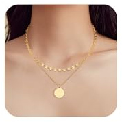 ALEXCRAFT 14K Vergoldete Halskette Doppel Layered Silber Ketten für Damen