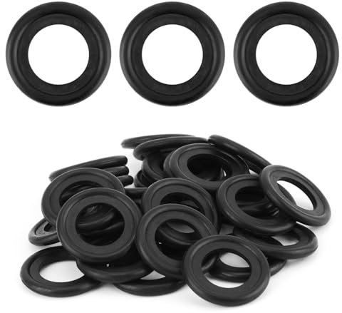 30pcs M14 Car Oil Drain Plug Gasket, Premium Rubber Crush Washer Seal Oil Drain Plug Gasket Practical Automotive Universal Engine Oil Compression Washer Replacement Parts(Black)