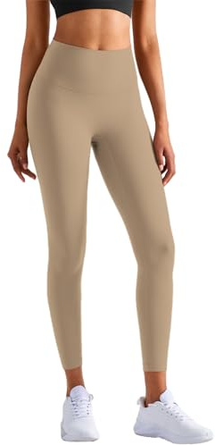 JTSONN Sportleggings dam hög midja sömlösa sportbyxor långa ogenomskinliga yogabyxor gym leggings svarta magkontroll sportleggings tights yoga fitness, Kakao, M