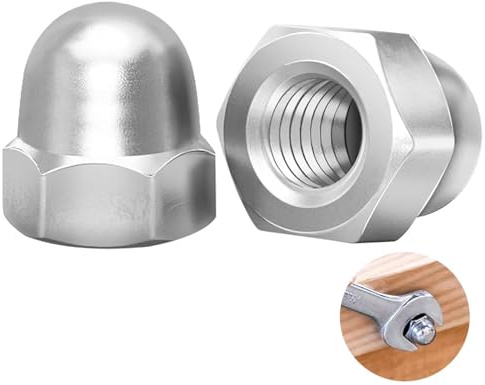 60 tuercas de sombrerería M6 de acero inoxidable, tuercas M6 de forma alta, DIN 1587, tuercas de acero inoxidable A2, tuercas hexagonales, tuercas hexagonales, M6