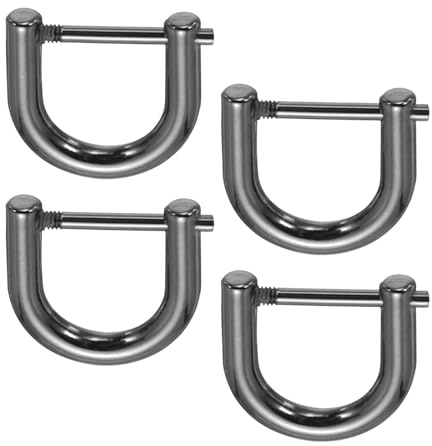 PATIKIL 4 Stück 1.9x1.9cm Schäkel D Form 1/2 Schraubverschluss, Hufeisen U-Form D-Ring Zinklegierung Halbkreis Schnallen Ersatz für Tasche Schlüsselanhänger Kragen Zubehör, Schwarz